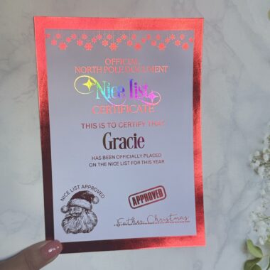 Father Christmas Nice List Certificate